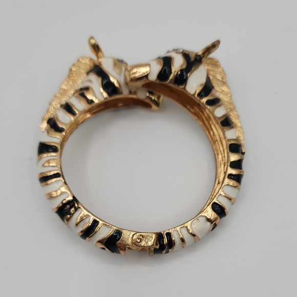 Double Zebra Enamel Striped Bangle Bracelet - Picture 6 of 10